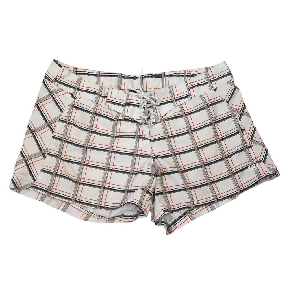 Helly Hansen Cream Plaid Board Shorts Swimwear Womens 32